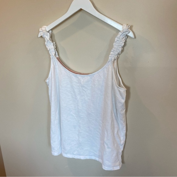 Boden Ruffle Strap Tank Top White Cotton Womens Size 14 - Picture 2 of 6